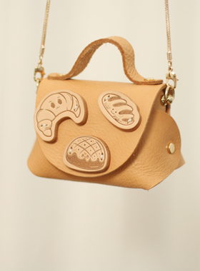 治愈系植鞣牛皮手工迷你斜挎包女