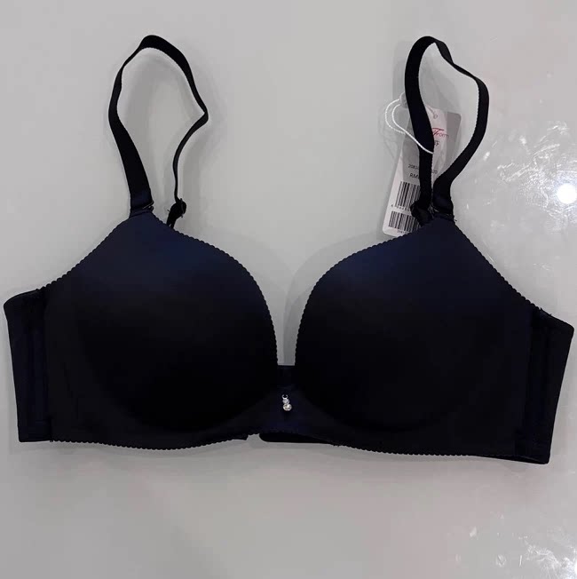 曼妮芬专柜正品光面无痕无钢圈薄杯文胸黑色75C特价内衣20810946