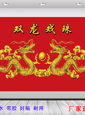 中国贴画双龙吉祥招财风水客厅