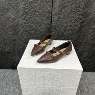 舒适经典 羊皮2cm 百搭法式 包尖方头小跟单鞋 605 撤柜断码