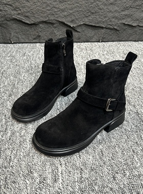 【撤柜断码】牛反皮经典高奢复古短靴女鞋百搭时尚冬靴子S313