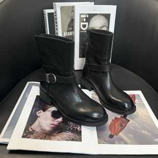 撤柜断码 时尚 马皮 百搭圆头短靴女鞋 秋冬靴子965 轻奢经典