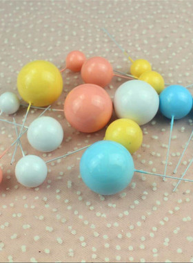 彩色球银色金色绿色粉色蓝色白色红色球蛋糕装饰球插件烘焙摆件