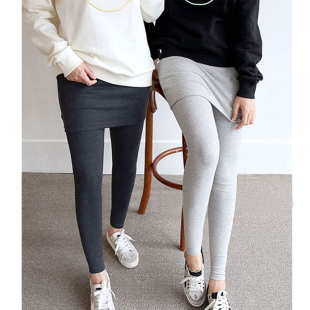 防走光短裙一体假两件托腹长裤 纯棉新款 裙 春秋韩国代购 孕妇打底裤