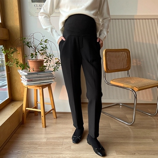 秋冬加厚韩国代购 西裤 2025加绒显瘦托腹裤 烟管裤 孕妇工装 九分裤 裤