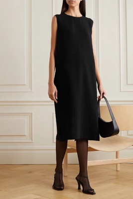 极简醋酸黑色后开叉原面料