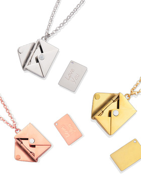 可打开信封情书DIY刻字定制项链