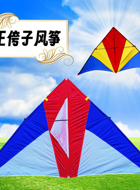 潍坊王侉子风筝544伞布碳杆高档小轻体微风风筝大型易飞初学者