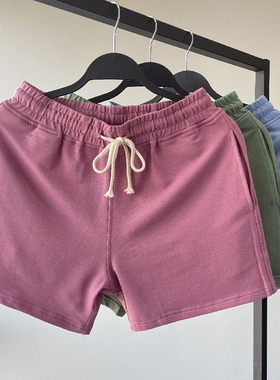 男士弹力运动短裤男三分裤跑步健身运动裤 口袋纯棉3分裤夏季热裤