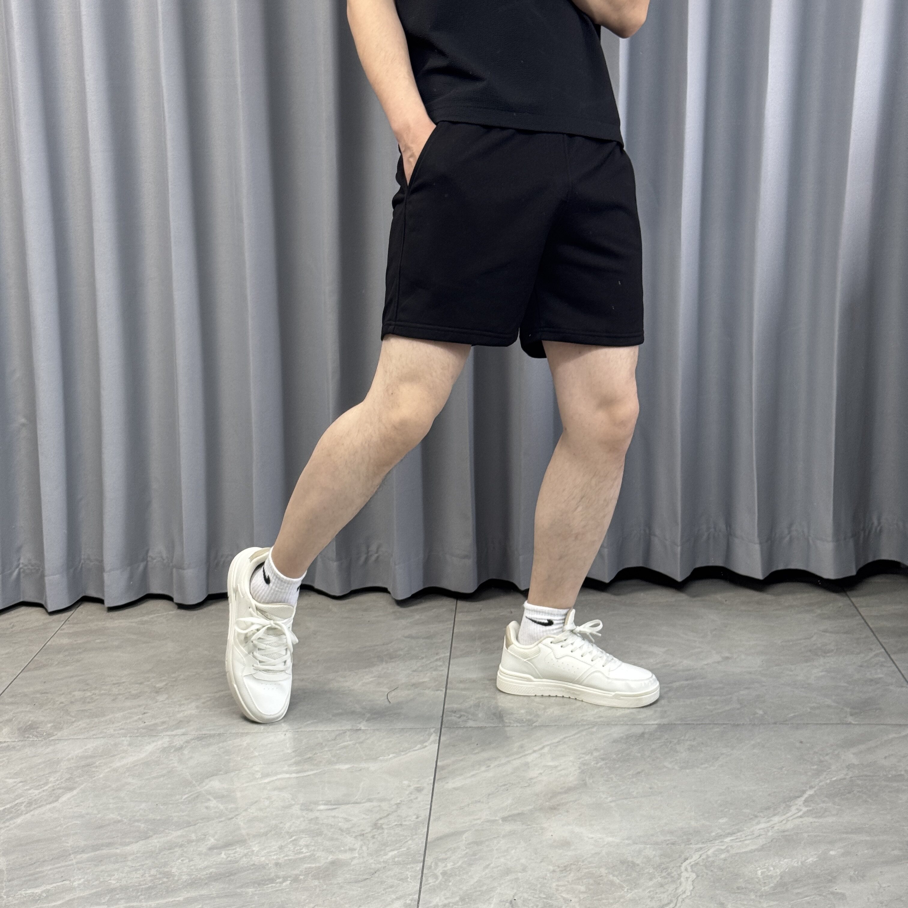 高档针织棉质四分裤男士青年运动短裤 纯色百搭4分裤时尚潮男裤子