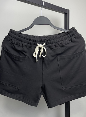 夏天短裤潮男土纯棉休闲裤子白色修身直筒3分4分大口袋三分四分裤