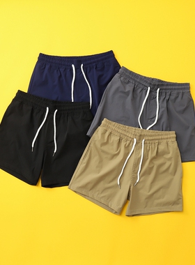 四面高弹力运动休闲短裤男夏季薄款三分裤纯色韩版修身3分沙滩裤