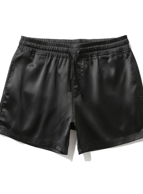 有垂感三分裤男潮流 丝质短裤男运动跑步健身裤 夏季3分裤沙滩裤