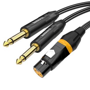 秋叶原 卡农公转双6.5大二芯音频线卡龙母一分二2XLR卡侬转6.35线