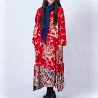 Áo xuân 2018 mới bằng vải cotton và vải lanh dài cho nữ mùa xuân và mùa thu áo khoác ngoài đầu gối gió quốc gia mùa thu - Trench Coat áo ấm nữ