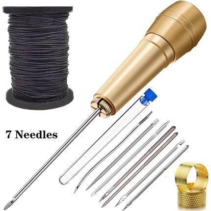 【7枚钢针】帆布皮革缝纫针,锥子针尼龙线,DIY皮革缝制工具