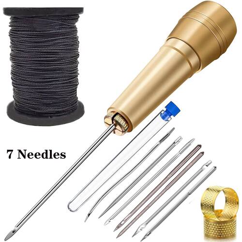 【7枚钢针】帆布皮革缝纫针,锥子针尼龙线,DIY皮革缝制工具