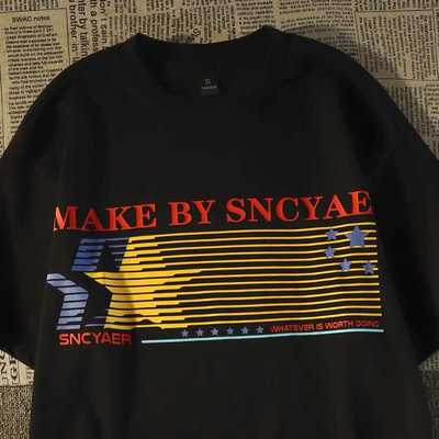 短袖T恤厂家直销美式复古情侣