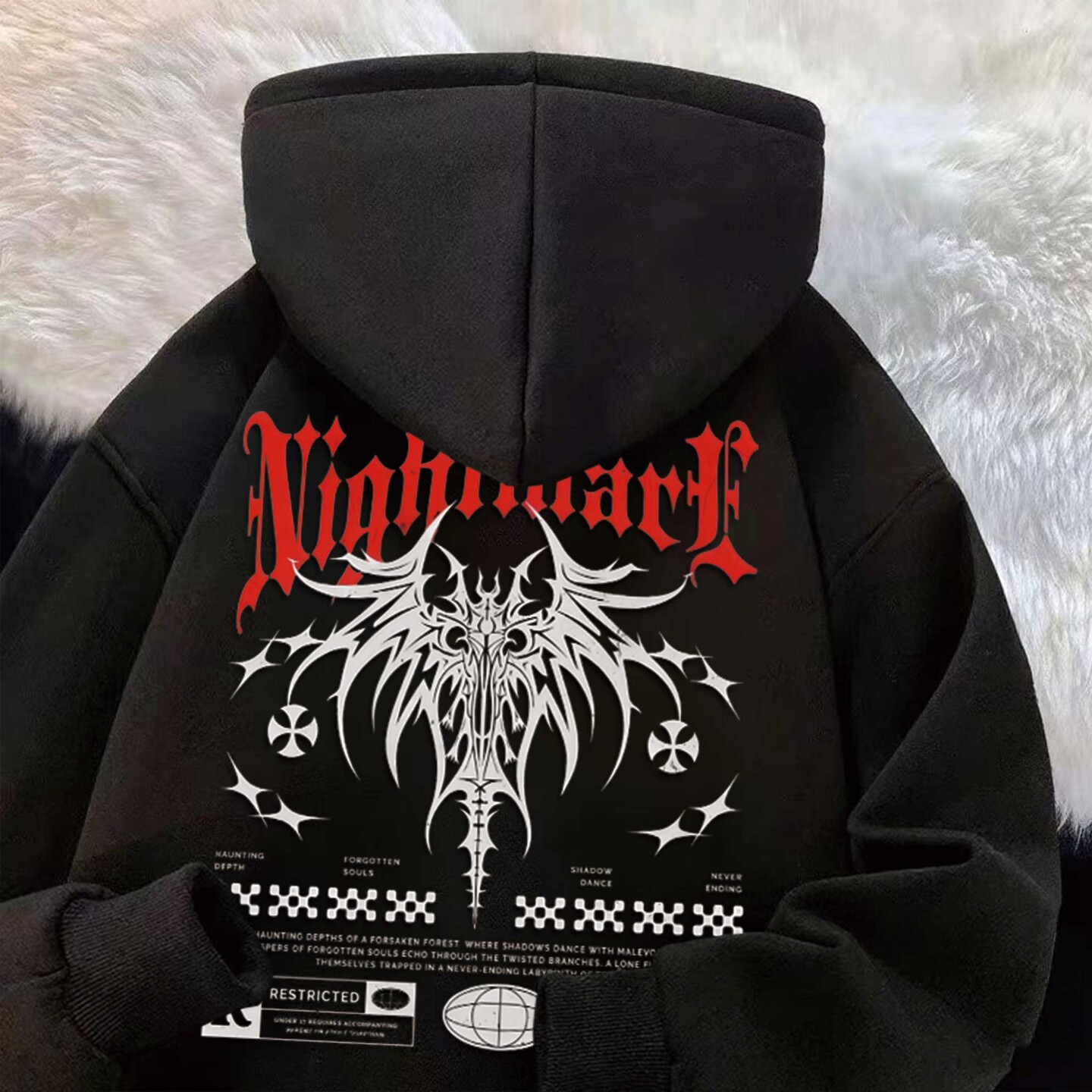 美式复古潮牌恶魔英文连帽卫衣