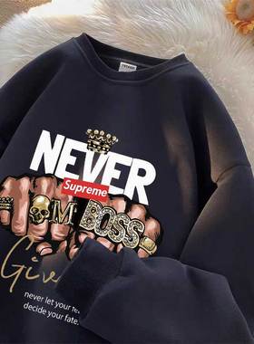 美式西海岸高街宽松说唱歌手拳头手势印花卫衣Vintae男女嘻哈上衣