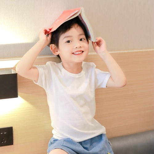 2件价100%纯棉儿童纯白色吸汗t恤