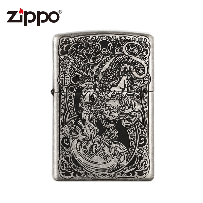 官方正版zippo防风煤油打火机zipo仿古银121FB招财麒麟潮流送礼zp ZIPPO/瑞士军刀/眼镜 ZIPPO/芝宝 原图主图