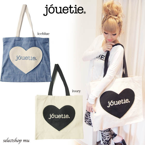 日单 jouetie 桃心口袋帆布包大号女士包袋