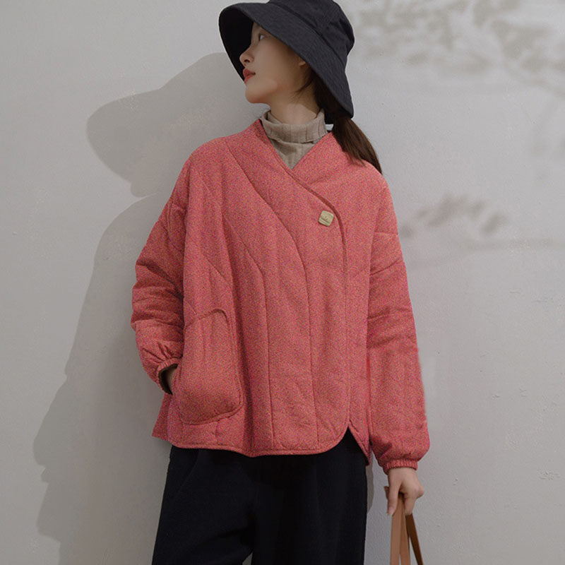 秋冬装棉麻宽松短款棉衣女面包服