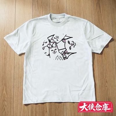 大侠仓库 潮流复古sorry猫时尚运动纯棉学生短袖