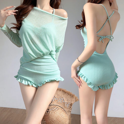 泳衣女小胸保守遮肉沙滩温泉