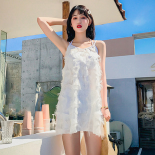 夏季 分体比基尼三件套羽毛显瘦遮肚仙女范韩国ins泳衣女9213 新款