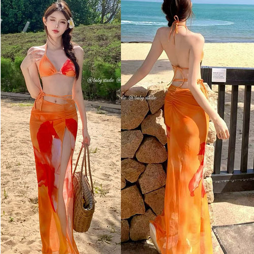 【女神假日】比基尼bikini三件套海岛风性感辣妹度假拍照游泳衣女