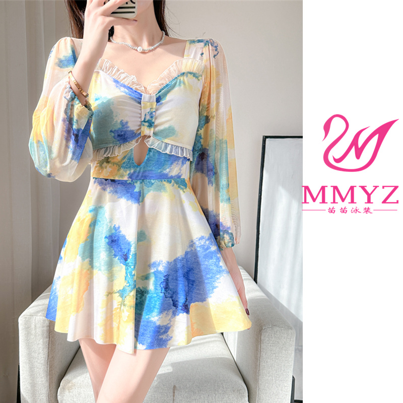 新款游泳衣女加肥加大温泉保守显瘦遮肚大码韩国胖妹胖MM泳装女