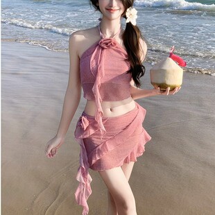 纯欲风性感辣妹bikini三件套分体游泳衣女度假温泉女 萌妹日记