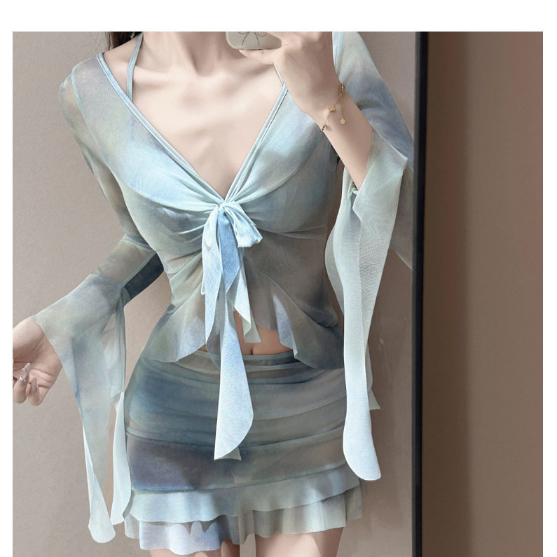 泳衣女分体罩衫扎染三件套清新风遮肚显瘦保守度假温泉小胸纯欲风,运动/瑜伽/健身/球迷用品,分体泳衣,淘宝优惠券,粉丝福利购,淘宝优惠卷