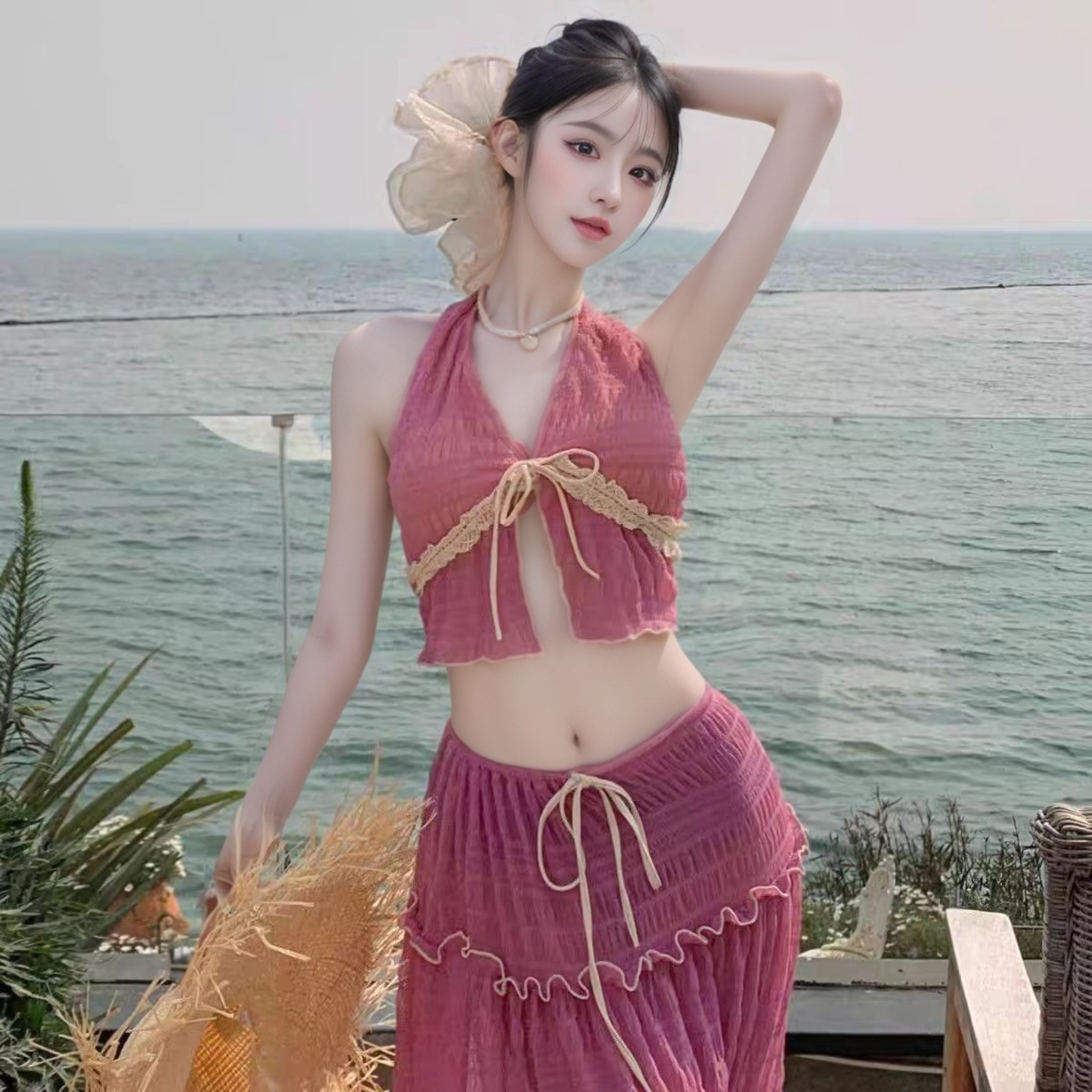 在逃公主泰国高级感比基尼长裙游泳衣女海岛度假性感显瘦温泉泳装