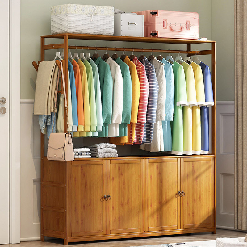 落地衣帽架现代简约置物架实木转角卧室创意多功能储物架衣服架子