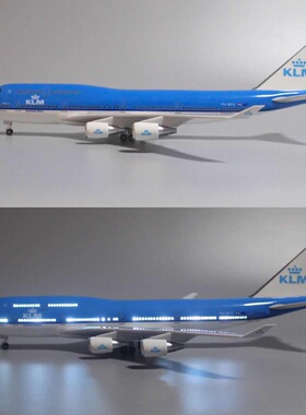 47CM带轮带声控灯荷兰皇家航空747飞机模型荷兰橙色骄傲777航模