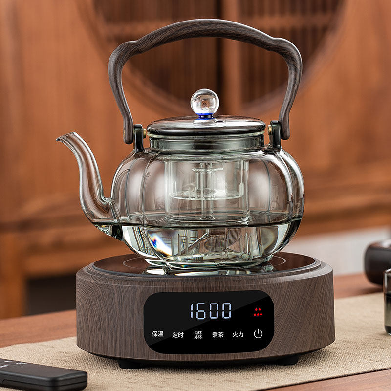 电陶炉玻璃煮茶器烧水壶煮茶老白茶蒸煮一体家用泡茶专用茶具套装