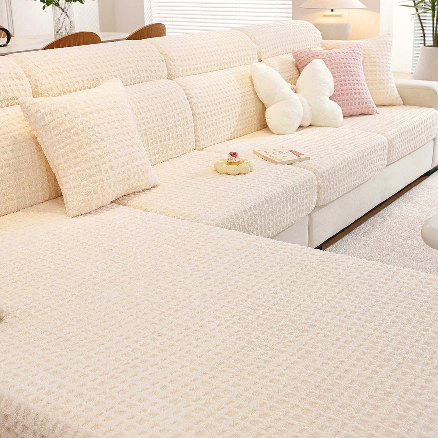 奶油风沙发套罩2024新款秋冬高级感三座一贵妃全包万能防滑沙发垫,居家布艺,沙发套,淘宝优惠券,粉丝福利购,淘宝优惠卷