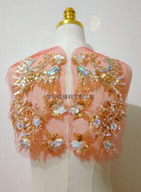 小凤凰一对价 红底珠绣凤凰花贴 新娘婚纱礼服刺绣 DIY新品上市