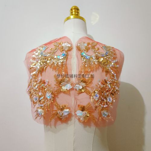 小凤凰一对价 红底珠绣凤凰花贴 新娘婚纱礼服刺绣 DIY新品上市