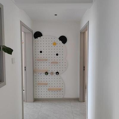 实木洞洞板置物架小熊造型墙装饰入户玄关墙面挂钩配件多层收纳层