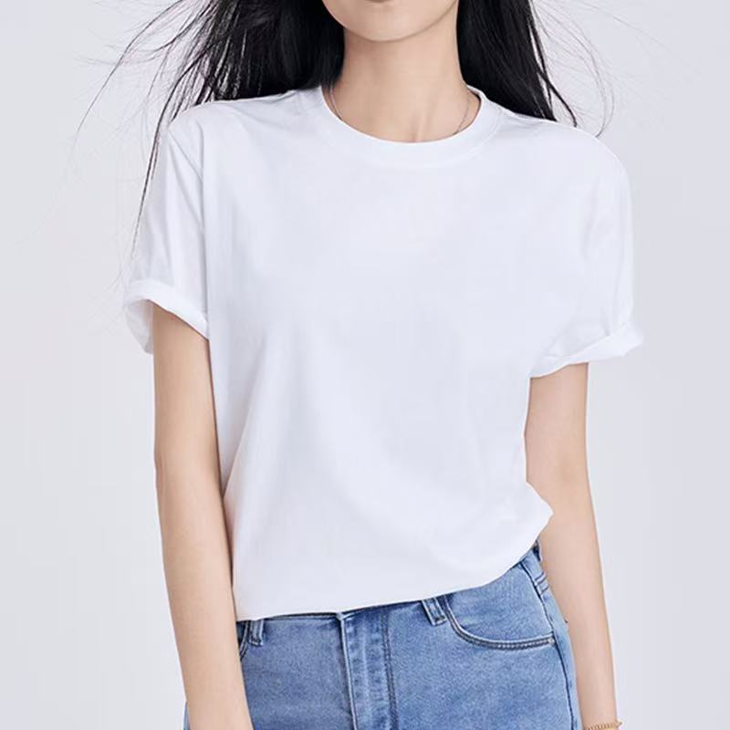 100%棉圆领正肩短袖男女情侣t恤