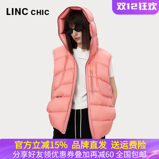 LINCCHIC金羽杰2024年秋季 潮酷造型感羽绒马甲女Y24805097 新款