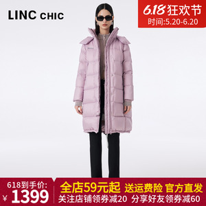 LINCCHIC金羽杰2023冬新款简约通勤中长款连帽羽绒服女Y23806266