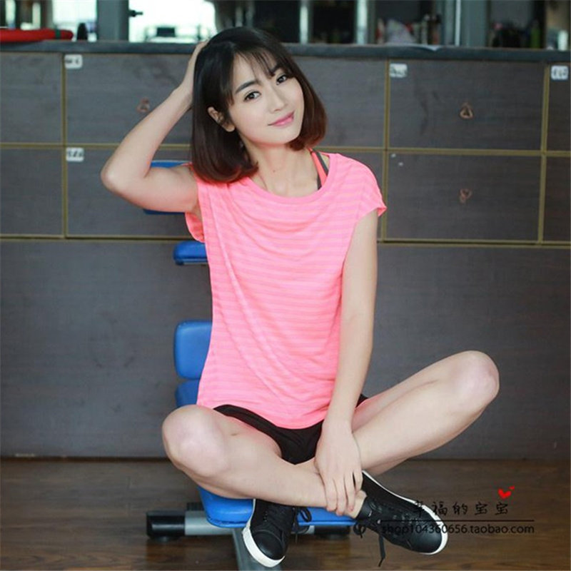 夏款运动速干短袖健身瑜伽短袖T恤 女修身显瘦跑步宽松上衣