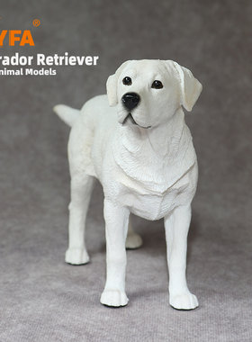 吉佳美YFA模玩白色拉布拉多仿真狗模型车载摆件手办工艺品收藏品