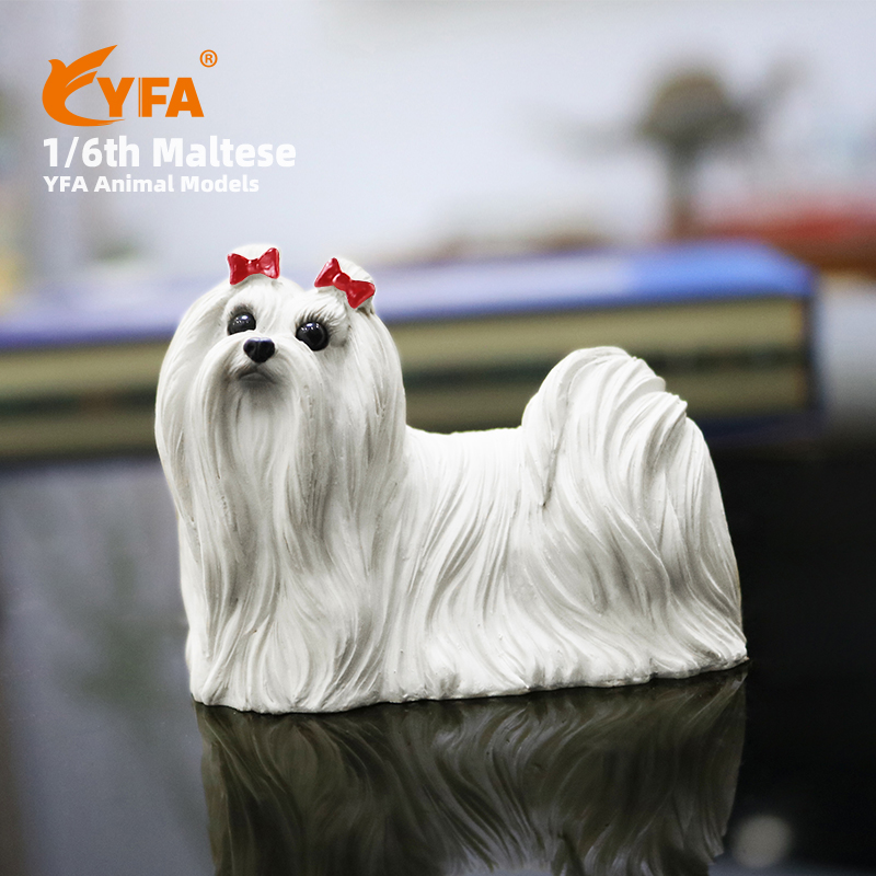 YFA马尔济斯犬仿真狗模型车摆件