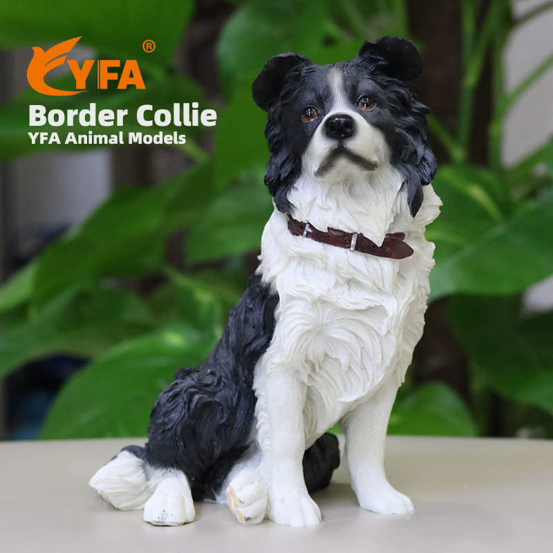 吉佳美YFA模玩边境牧羊犬仿真狗模型坐姿边牧摆件树脂工艺品手办